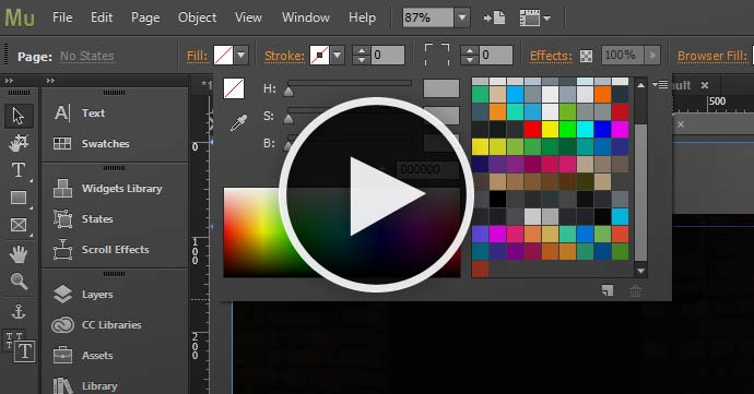 Adobe Muse Tutorial - Muse Basics - Working with swatch libraries