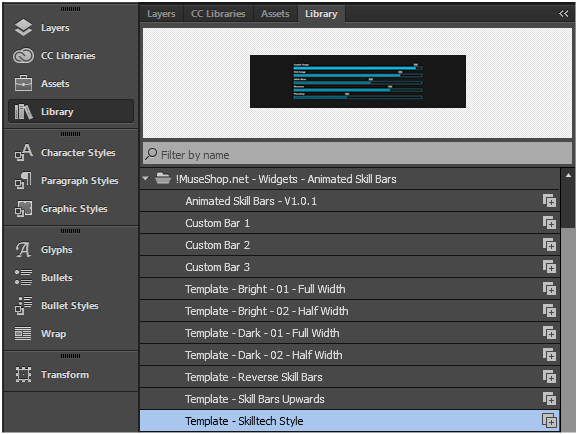 museshop net animated skill bars progress bars muse widget animated bars