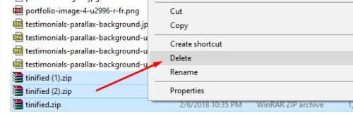MuseShop.net tutorial - Images uploaded - Delete the zip files after the extraction